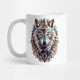 The majestic tribal white wolf Mug